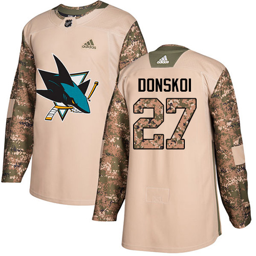 Adidas Sharks #27 Joonas Donskoi Camo Authentic Veterans Day Stitched NHL Jersey